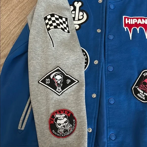 Hipanda Blue and Gray Varsity Jacket - Picture 6 of 10